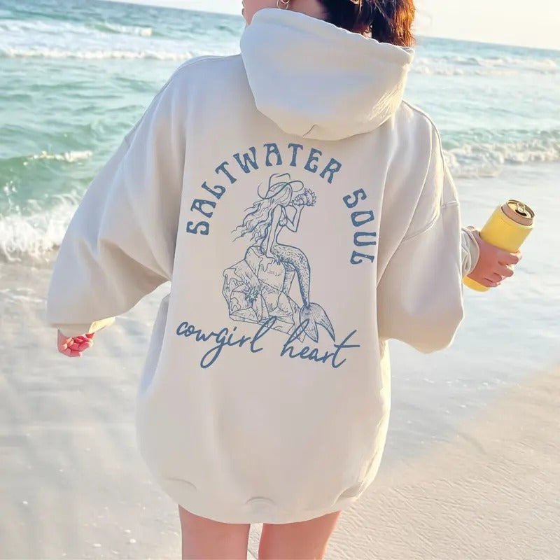 Coastal Cowgirl Hooded Mermaid Core Western Beachy - Adult & Kids T-Shirts, Sweatshirts & Hoodies apparel design preview 1