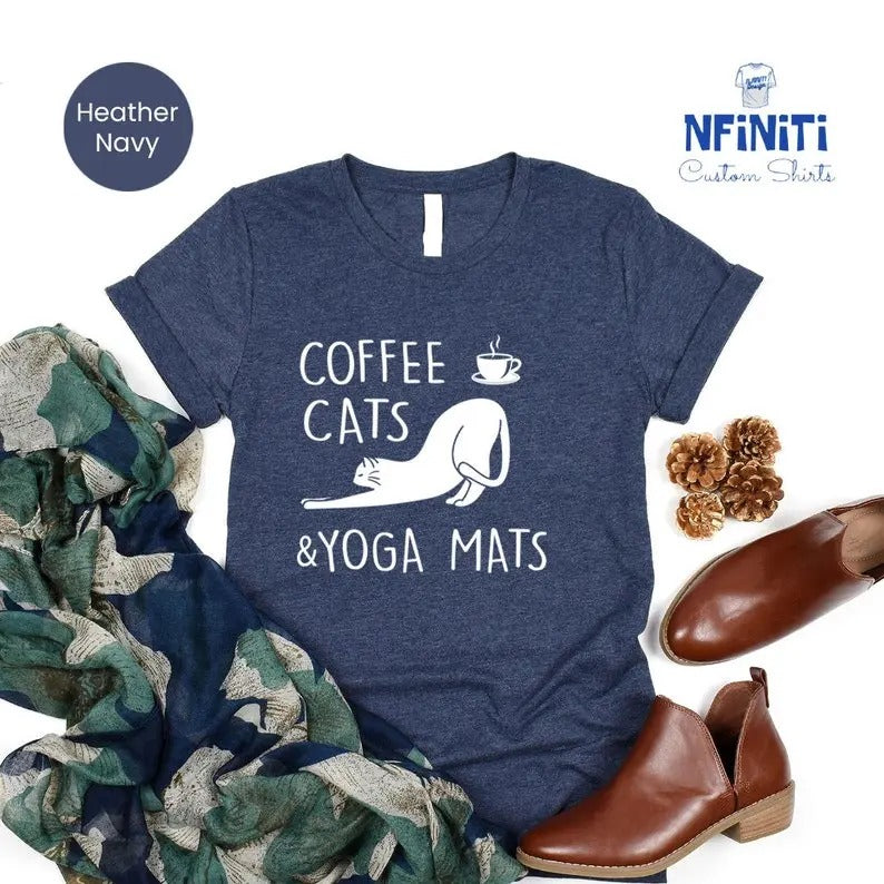 Coffee Cats Lover Woman Yoga Life Cat - Adult & Kids T-Shirts, Sweatshirts & Hoodies apparel design preview 1