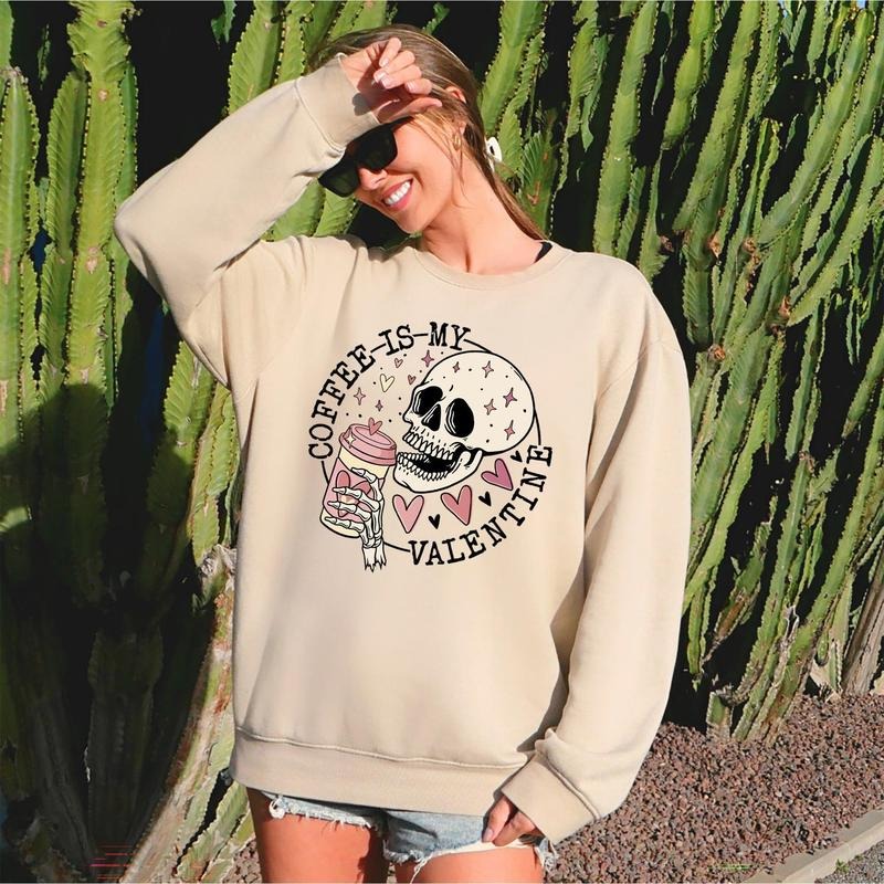 Coffee Is My Valentine Skeleton Caffeine - Adult & Kids T-Shirts, Sweatshirts & Hoodies apparel design preview 1