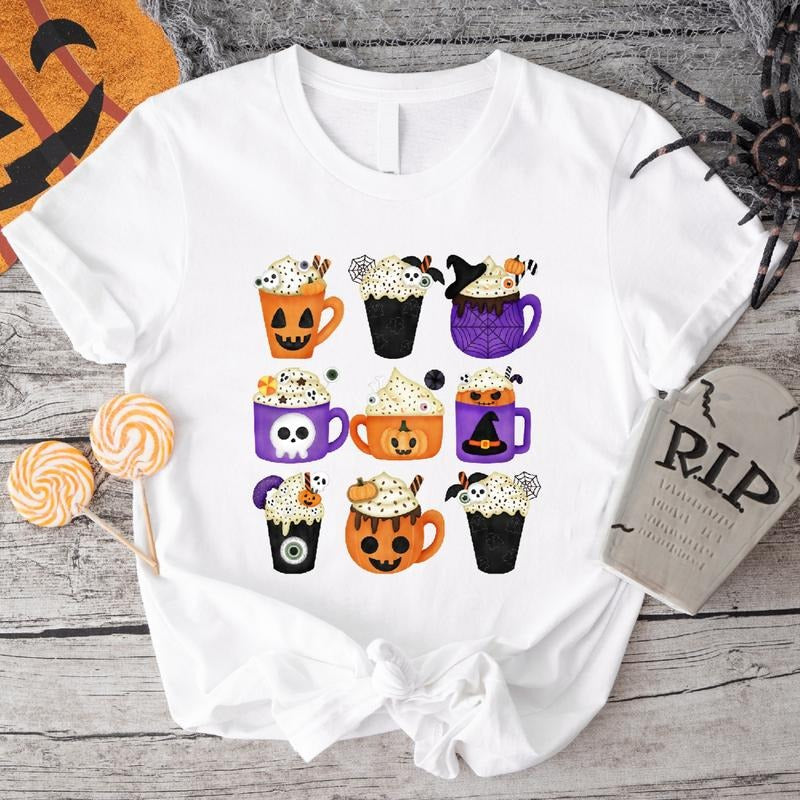 Coffee Latte Halloween Fall Pumpkin Lover Spooky - Adult & Kids T-Shirts, Sweatshirts & Hoodies apparel design preview 1