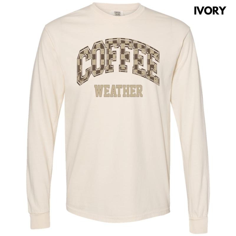 Coffee Weather Checkered Comfort Colors 'NLB' - Adult & Kids T-Shirts, Sweatshirts & Hoodies apparel design preview 1