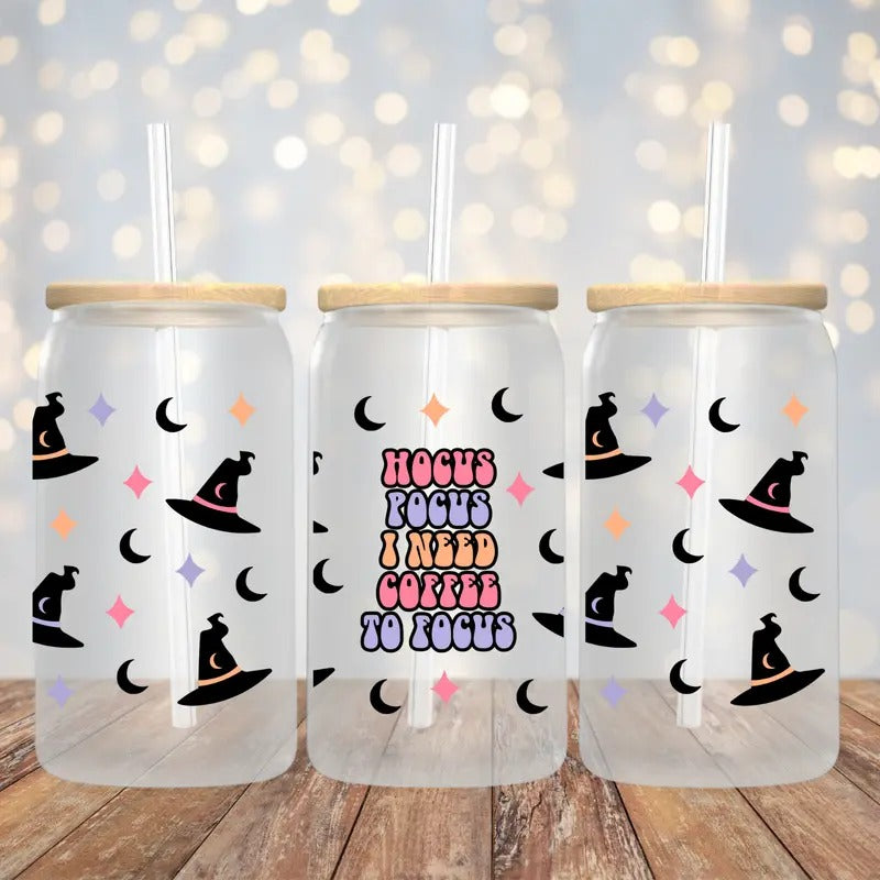 Coffee Focus 16oz Halloween Glass Tumbler - Adult & Kids T-Shirts, Sweatshirts & Hoodies apparel design preview 1