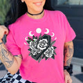 Coffin Moon Celestial Roses Short Sleeve Neon Pink - Adult & Kids T-Shirts, Sweatshirts & Hoodies apparel design preview 1