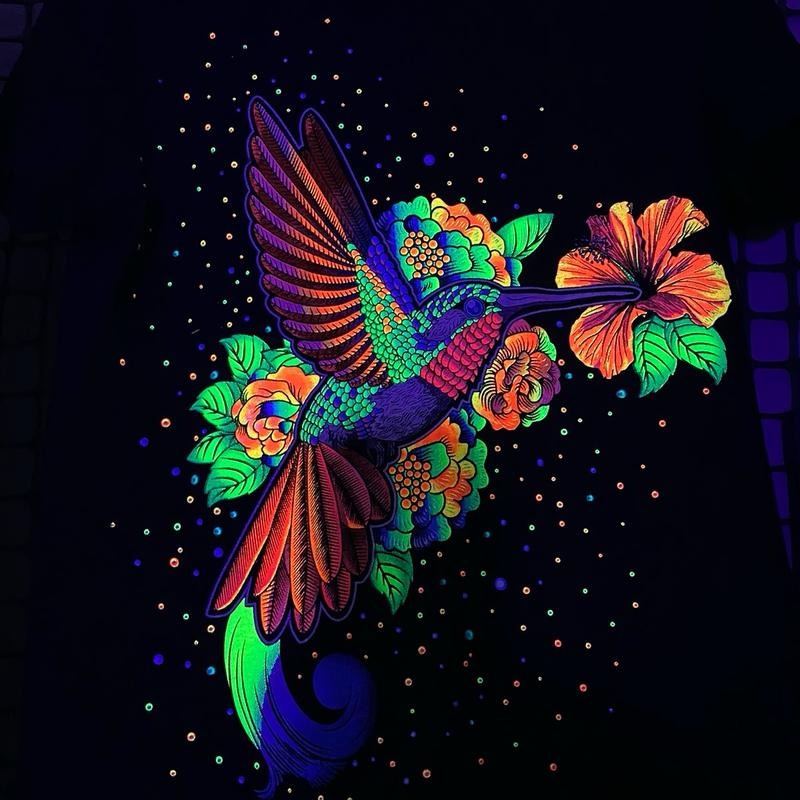 Colibri Flor Cotton Black - Adult & Kids T-Shirts, Sweatshirts & Hoodies apparel design preview 1