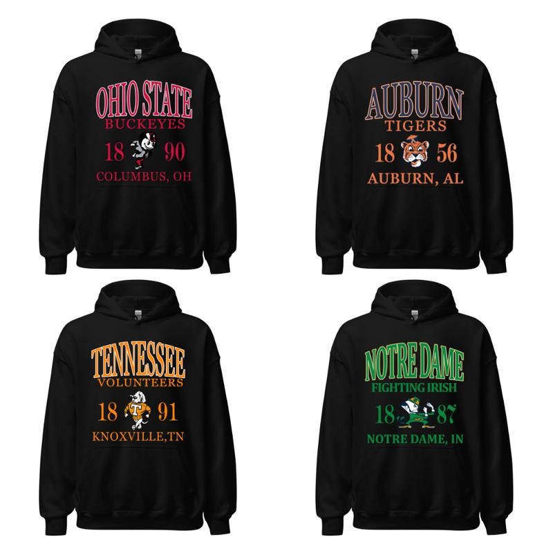 College All Team Football NCAA Black Color Fans - Adult & Kids T-Shirts, Sweatshirts & Hoodies apparel design preview 1