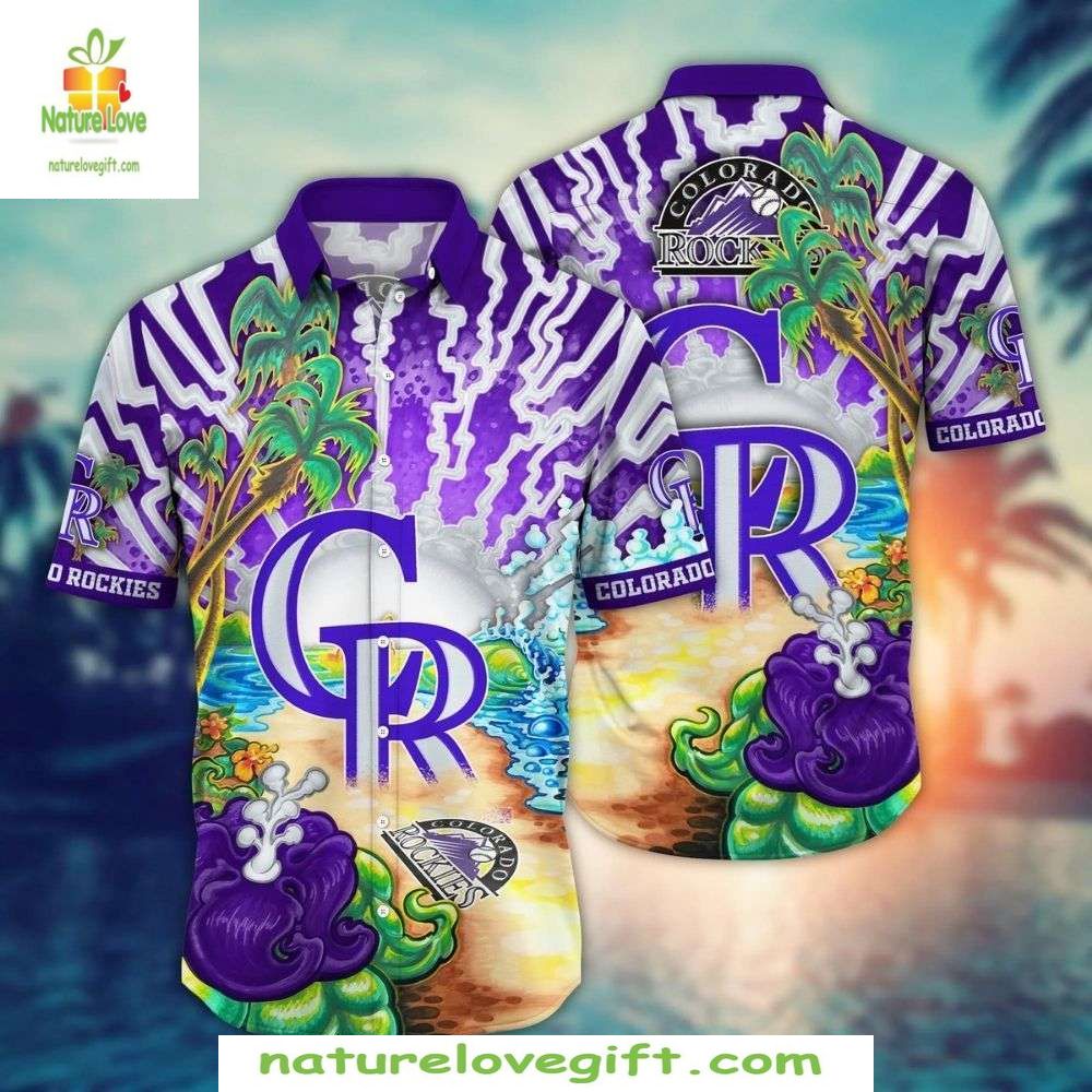 MLB Colorado Rockies Hawaiian Beachfront Tropical - Adult & Kids T-Shirts, Sweatshirts & Hoodies apparel design preview 1