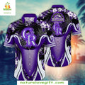MLB Colorado Rockies Hawaiian Bold Purple Vortex - Adult & Kids T-Shirts, Sweatshirts & Hoodies apparel design preview 1