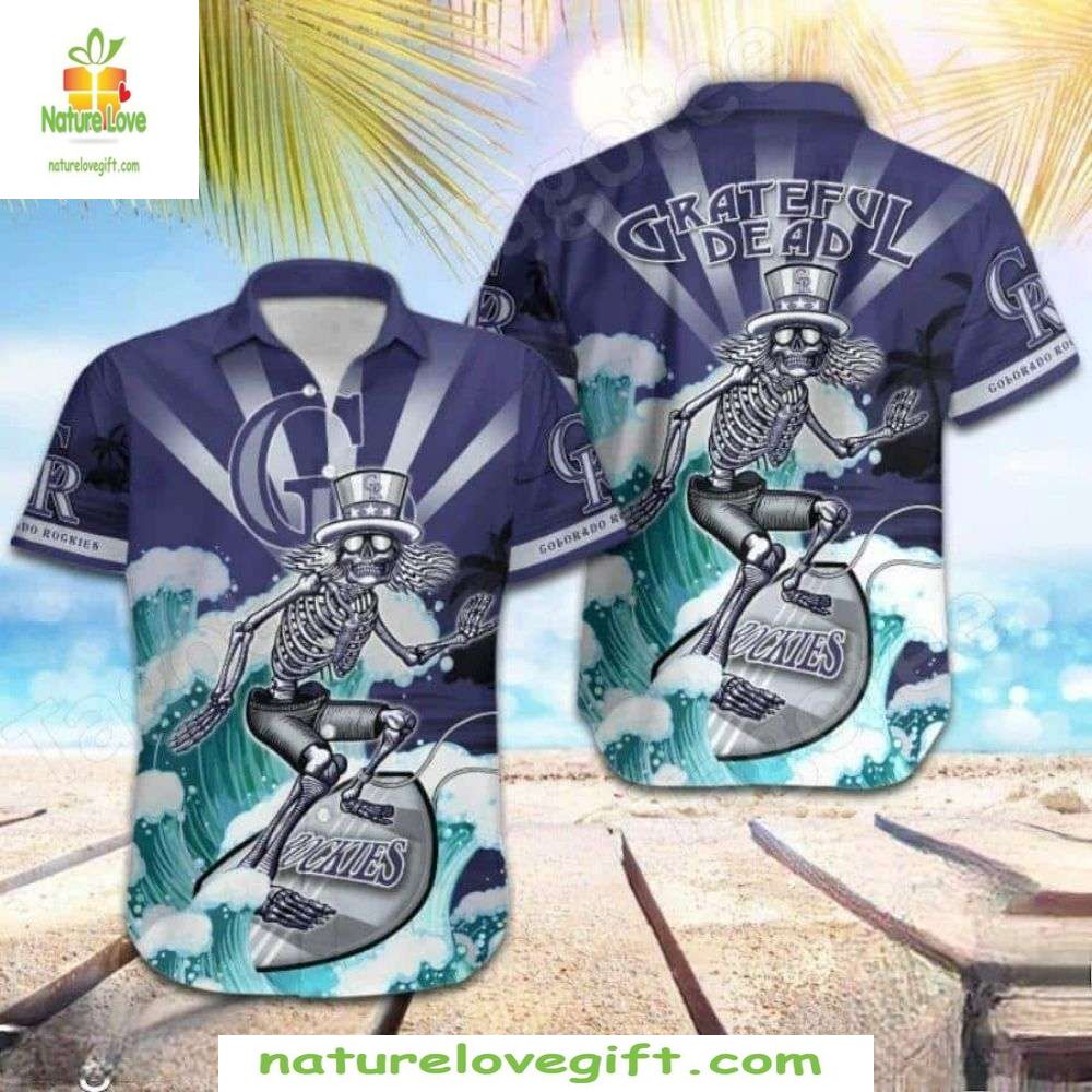 Grateful Dead Colorado Rockies Hawaiian MLB Baseball - Adult & Kids T-Shirts, Sweatshirts & Hoodies apparel design preview 1