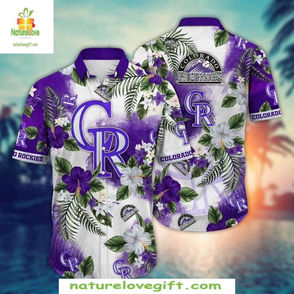MLB Colorado Rockies Hibiscus Flower Hawaiian - Adult & Kids T-Shirts, Sweatshirts & Hoodies apparel design preview 1