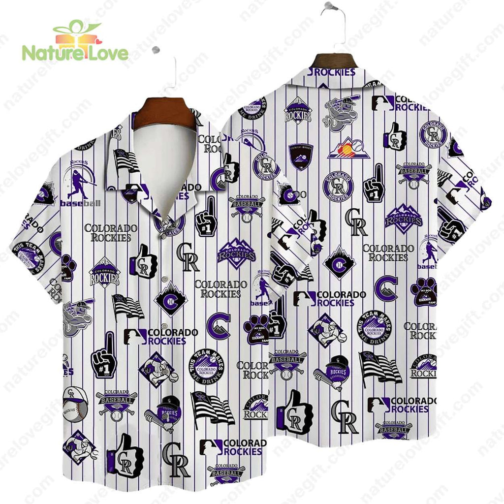 Colorado Rockies Logo Summer Hawaiian MLB Gift for - Adult & Kids T-Shirts, Sweatshirts & Hoodies apparel design preview 1