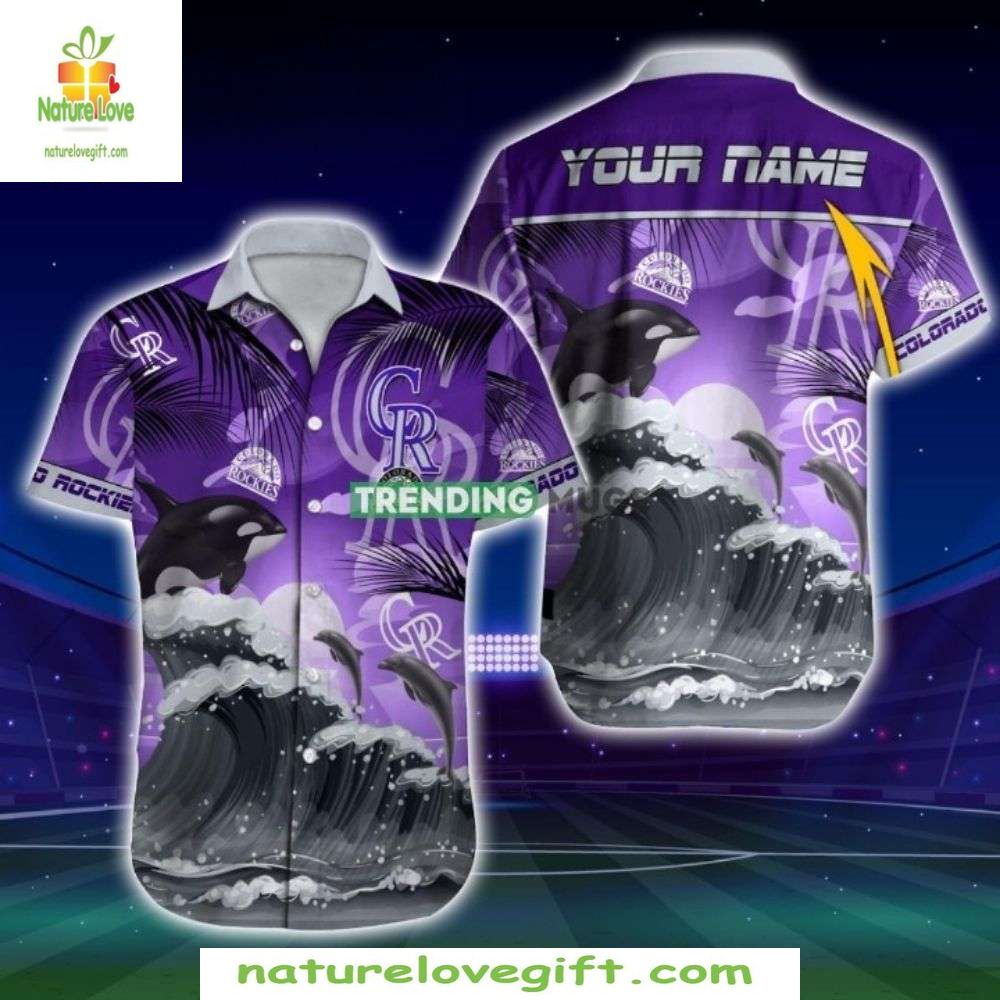 Colorado Rockies Hawaiian Oceanic Waves Dolphins - Adult & Kids T-Shirts, Sweatshirts & Hoodies apparel design preview 1