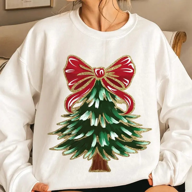 Colorful Coquette Glitter Tree Girly Bright Color Bow - Adult & Kids T-Shirts, Sweatshirts & Hoodies apparel design preview 1