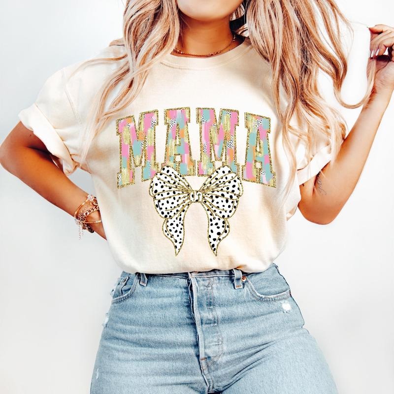 Colorful Coquette Mama Mom Bright Color Bow Dalmatian - Adult & Kids T-Shirts, Sweatshirts & Hoodies apparel design preview 1