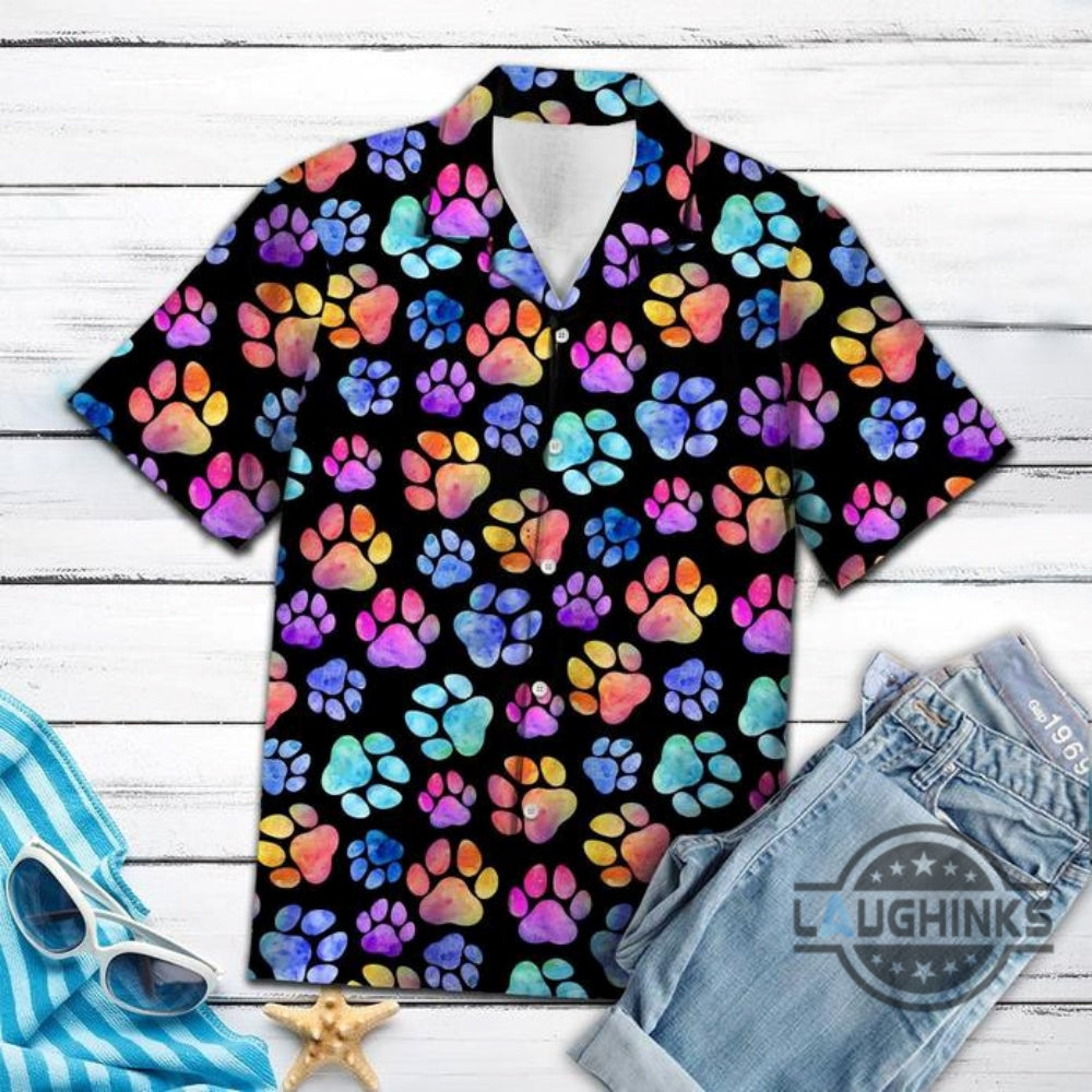 Colorful Dog Pawprint Tropical Hawaiian 131 Aloha - Adult & Kids T-Shirts, Sweatshirts & Hoodies apparel design preview 1