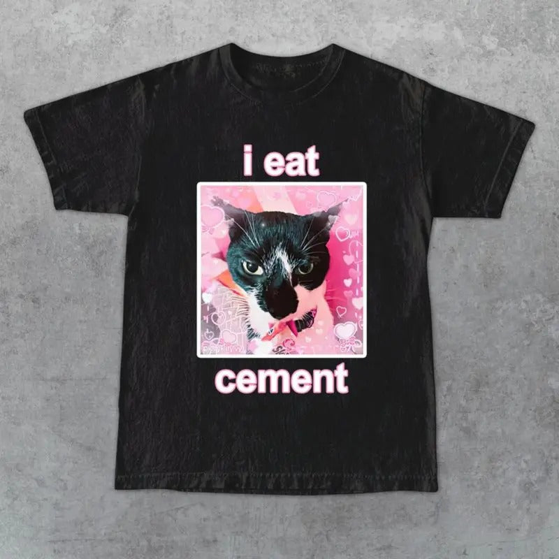 Comfort Color I Eat Cement Cat Funny Lovers Top - Adult & Kids T-Shirts, Sweatshirts & Hoodies apparel design preview 1