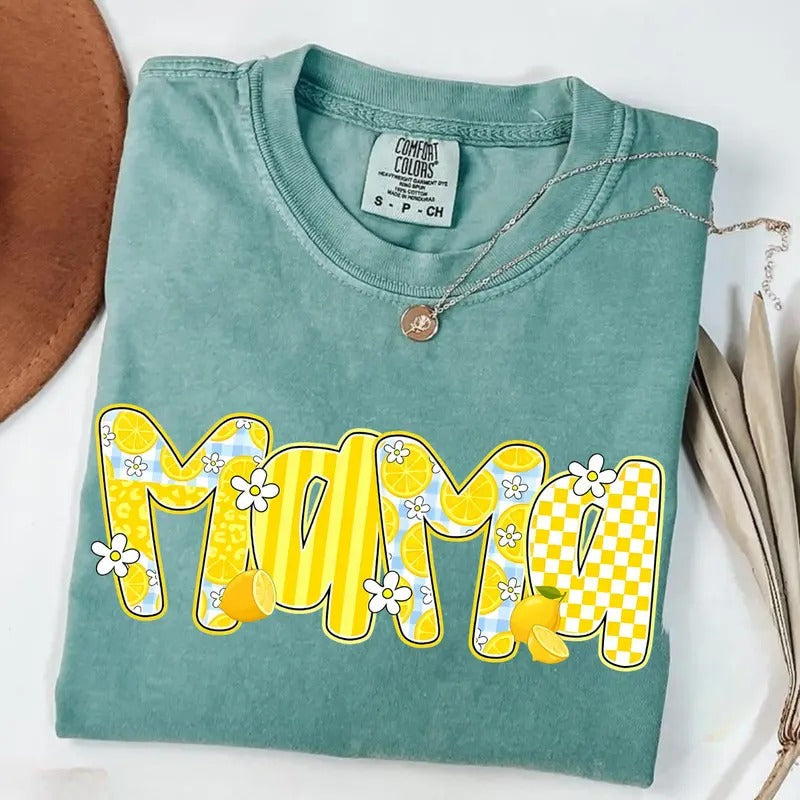 Comfort Color Preppy Mama Lemon Cute Floral Summer - Adult & Kids T-Shirts, Sweatshirts & Hoodies apparel design preview 1