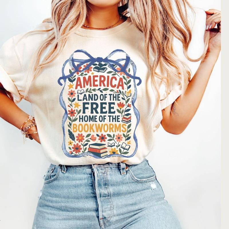 Comfort Colors 4th July Book Lover Patriotic Teacher - Adult & Kids T-Shirts, Sweatshirts & Hoodies apparel design preview 1