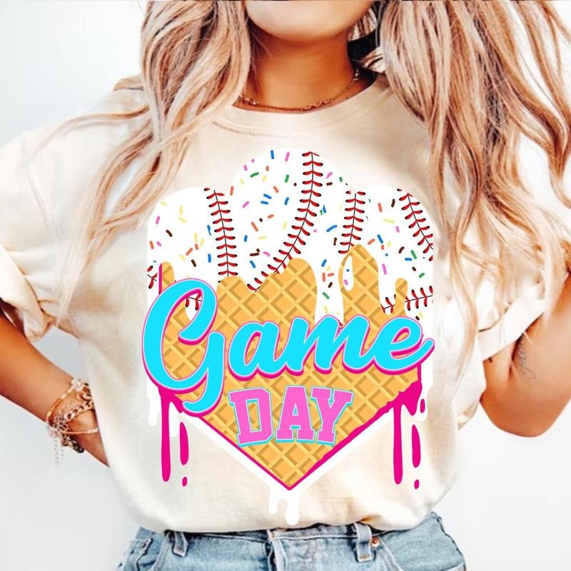 Comfort Colors Baseball Game Day Drip Ice Cream Mama - Adult & Kids T-Shirts, Sweatshirts & Hoodies apparel design preview 1