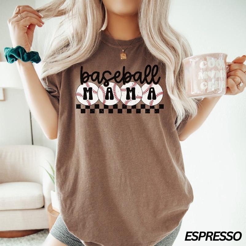 Comfort Colors Baseball Mama Checkered Sports Mom - Adult & Kids T-Shirts, Sweatshirts & Hoodies apparel design preview 1