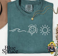 Comfort Colors Blue Spruce Ocean Themed Summer Turtle - Adult & Kids T-Shirts, Sweatshirts & Hoodies apparel design preview 1