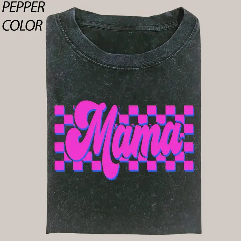 Comfort Colors Checkered Mama Lightning Bolt 90s - Adult & Kids T-Shirts, Sweatshirts & Hoodies apparel design preview 1