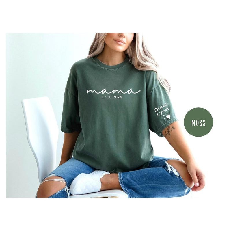 Comfort Colors Custom Mama Kid Name Sleeve - Adult & Kids T-Shirts, Sweatshirts & Hoodies apparel design preview 1