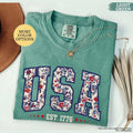 Comfort Colors Floral USA American Girl Est 1776 - Adult & Kids T-Shirts, Sweatshirts & Hoodies apparel design preview 1