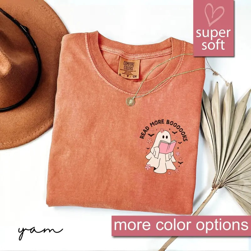 Comfort Colors Ghost Reading Books Bookish Halloween - Adult & Kids T-Shirts, Sweatshirts & Hoodies apparel design preview 1