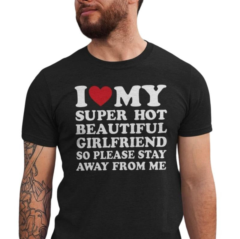 Comfort Colors I Love My Girlfriend Heart Valentine - Adult & Kids T-Shirts, Sweatshirts & Hoodies apparel design preview 1