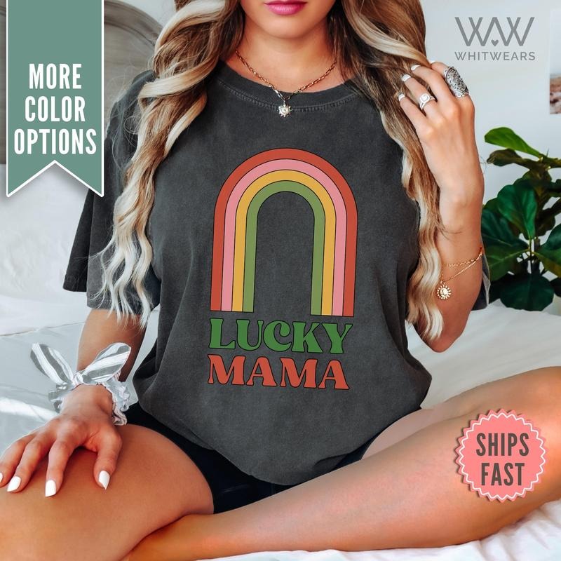 Comfort Colors Lucky Mama Rainbow St. Patrick'S Day - Adult & Kids T-Shirts, Sweatshirts & Hoodies apparel design preview 1