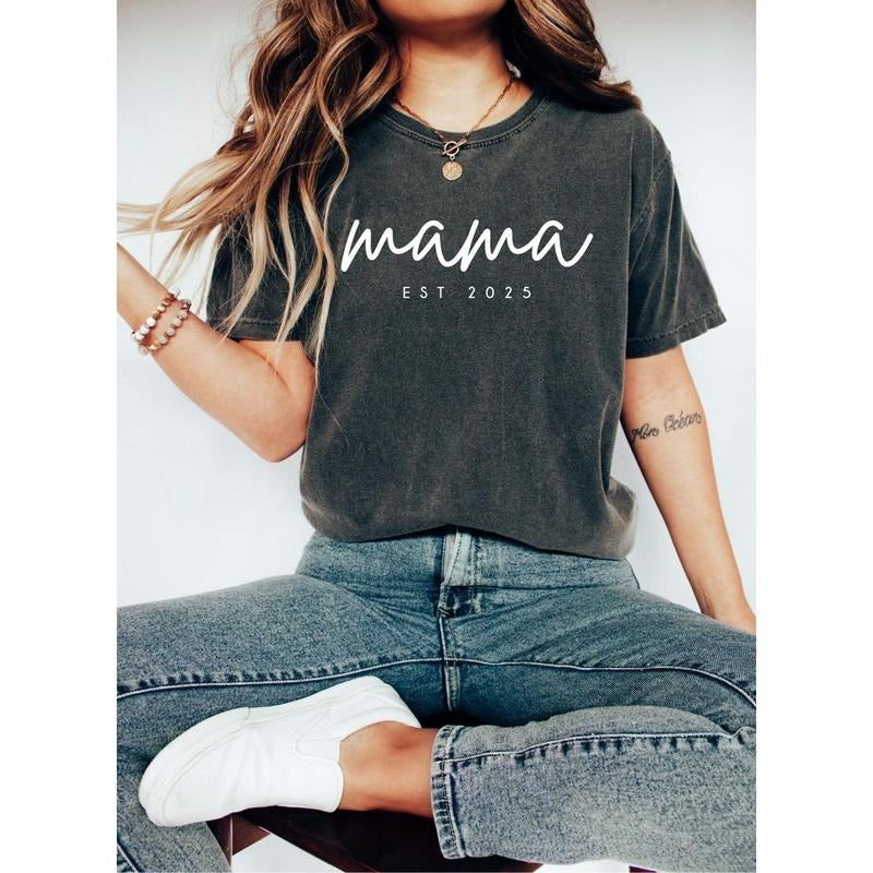 Comfort Colors Mama Est Year Mom Custom Pregnancy - Adult & Kids T-Shirts, Sweatshirts & Hoodies apparel design preview 1
