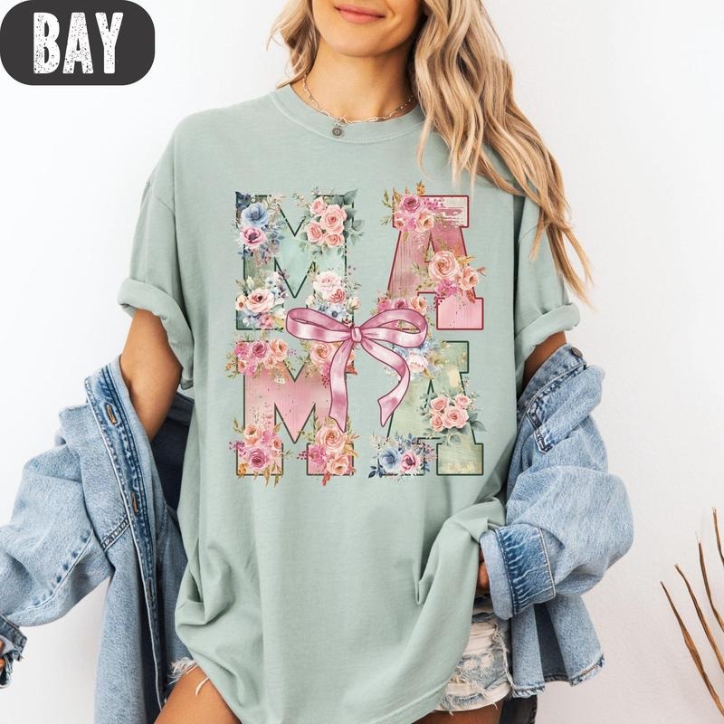 Comfort Colors Mama Floral Coquette Cute Mama'S New - Adult & Kids T-Shirts, Sweatshirts & Hoodies apparel design preview 1