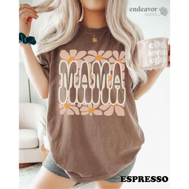 Comfort Colors Mama Retro Floral Abstract Flowers - Adult & Kids T-Shirts, Sweatshirts & Hoodies apparel design preview 1