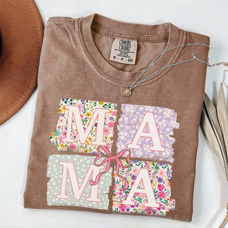 Comfort Colors Mama Coquette Bow Floral Mom Spring - Adult & Kids T-Shirts, Sweatshirts & Hoodies apparel design preview 1