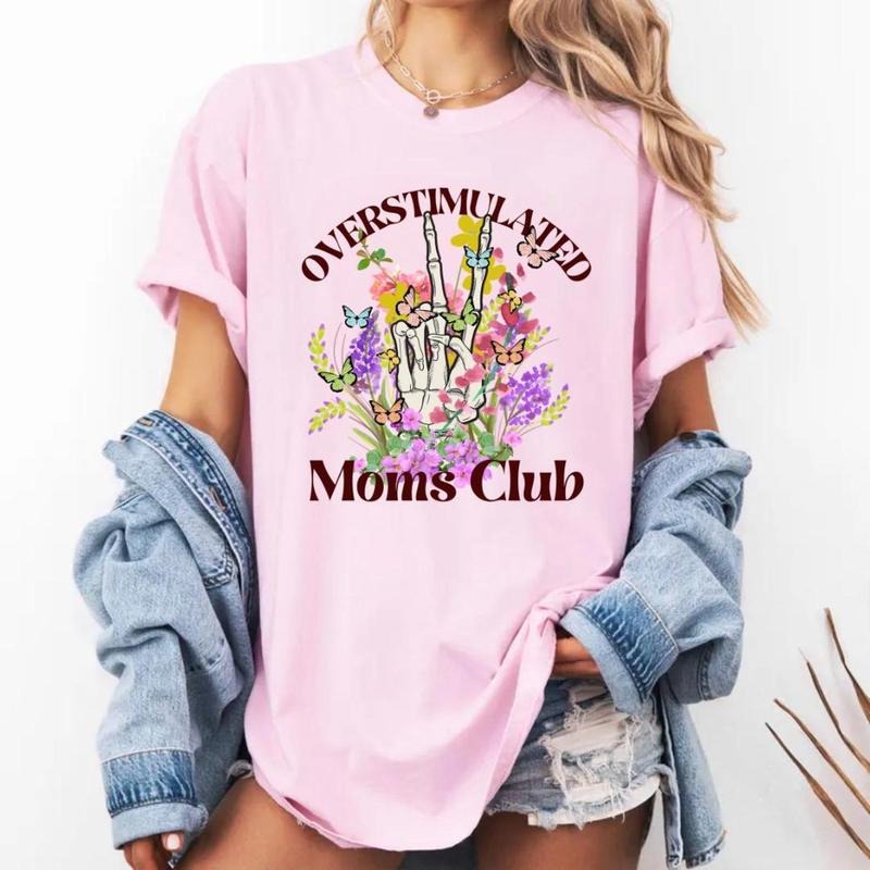 Comfort Colors Overstimulated Moms Club Skeleton - Adult & Kids T-Shirts, Sweatshirts & Hoodies apparel design preview 1