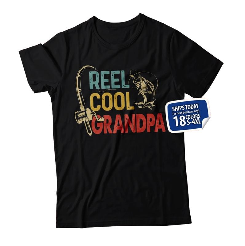Comfort Colors Reel Cool Grandpa Fishing Fisherman - Adult & Kids T-Shirts, Sweatshirts & Hoodies apparel design preview 1