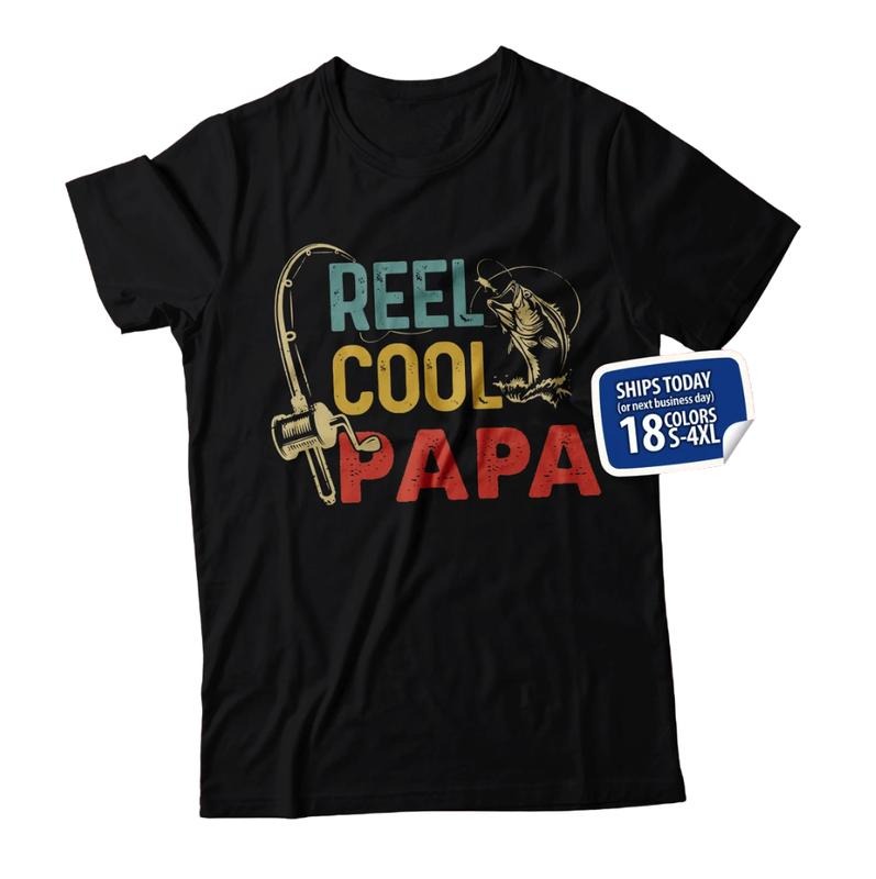 Comfort Colors Reel Cool Papa Fishing Fisherman - Adult & Kids T-Shirts, Sweatshirts & Hoodies apparel design preview 1