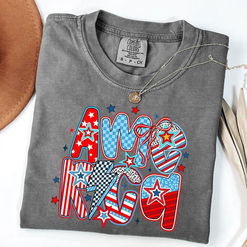 Comfort Colors Retro America Patriotic Mama Coquette - Adult & Kids T-Shirts, Sweatshirts & Hoodies apparel design preview 1