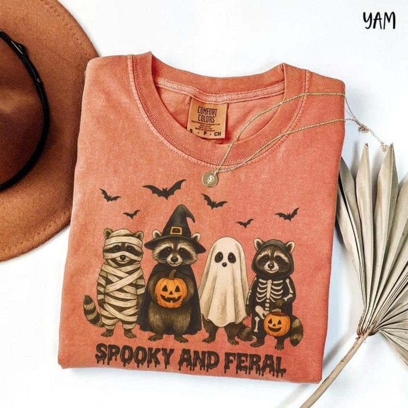 Comfort Colors Spooky Feral Raccoon Halloween Funny - Adult & Kids T-Shirts, Sweatshirts & Hoodies apparel design preview 1