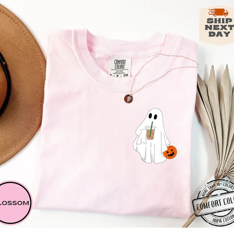 Comfort Colors СUte Ghost Coffee Little Iced Boo - Adult & Kids T-Shirts, Sweatshirts & Hoodies apparel design preview 1
