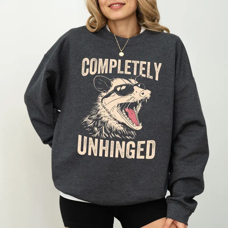Completely Unhinged Sarcastic Opossum Funny Humor - Adult & Kids T-Shirts, Sweatshirts & Hoodies apparel design preview 1