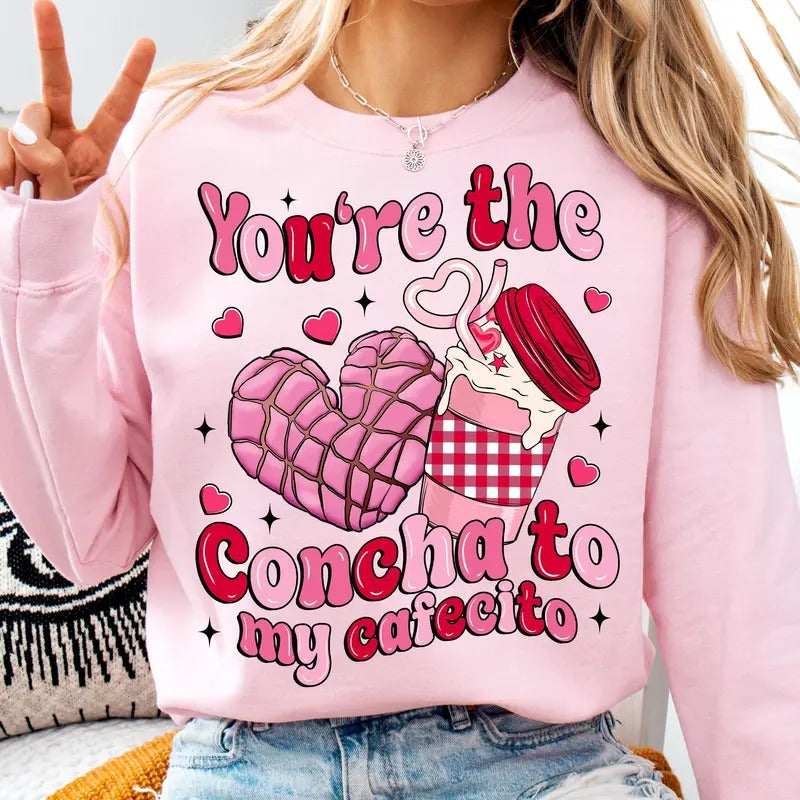 Concha Valentine Mexican Conchas Pan Dulce Heart Food - Adult & Kids T-Shirts, Sweatshirts & Hoodies apparel design preview 1