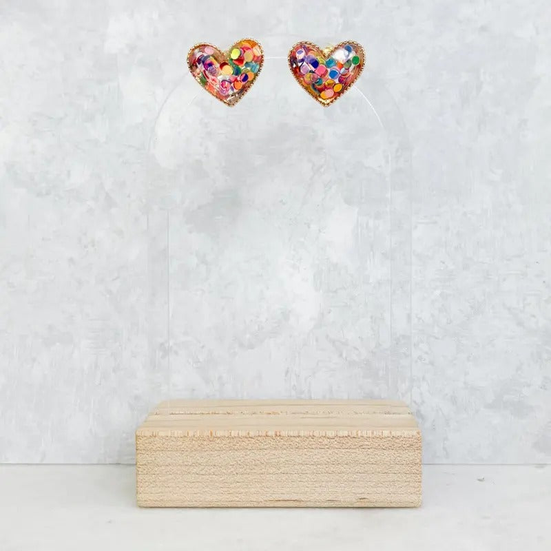 Confetti Heart Stud Earrings - Adult & Kids T-Shirts, Sweatshirts & Hoodies apparel design preview 1