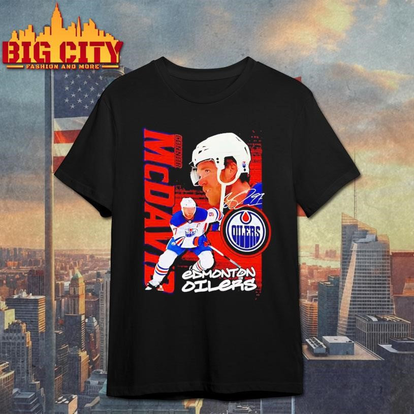 Connor McDavid Edmonton Oilers signature graphic - Adult & Kids T-Shirts, Sweatshirts & Hoodies apparel design preview 1
