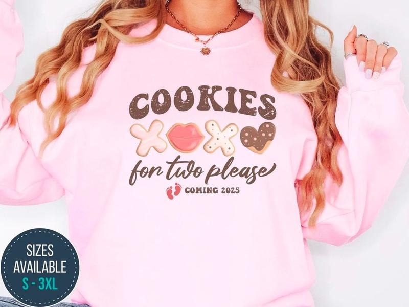 Cookies Two Please Valentine Pregnancy Announcement - Adult & Kids T-Shirts, Sweatshirts & Hoodies apparel design preview 1