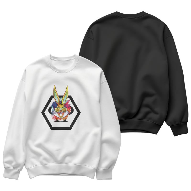 Cool Bunny Print Sweat Rock American Street - Adult & Kids T-Shirts, Sweatshirts & Hoodies apparel design preview 1