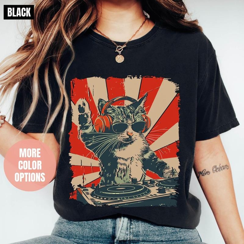 Cool DJ Cat Funny Headphones Lovers Unique Kitty - Adult & Kids T-Shirts, Sweatshirts & Hoodies apparel design preview 1