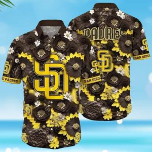 Cool Yellow Flowers Pattern MLB San Diego Padres - Adult & Kids T-Shirts, Sweatshirts & Hoodies apparel design preview 1