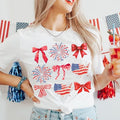 Coquette American Flag Girl Bow 4th July America - Adult & Kids T-Shirts, Sweatshirts & Hoodies apparel design preview 1