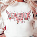 Coquette Bow Teacher Valentine Teaching Is Work Heart - Adult & Kids T-Shirts, Sweatshirts & Hoodies apparel design preview 1